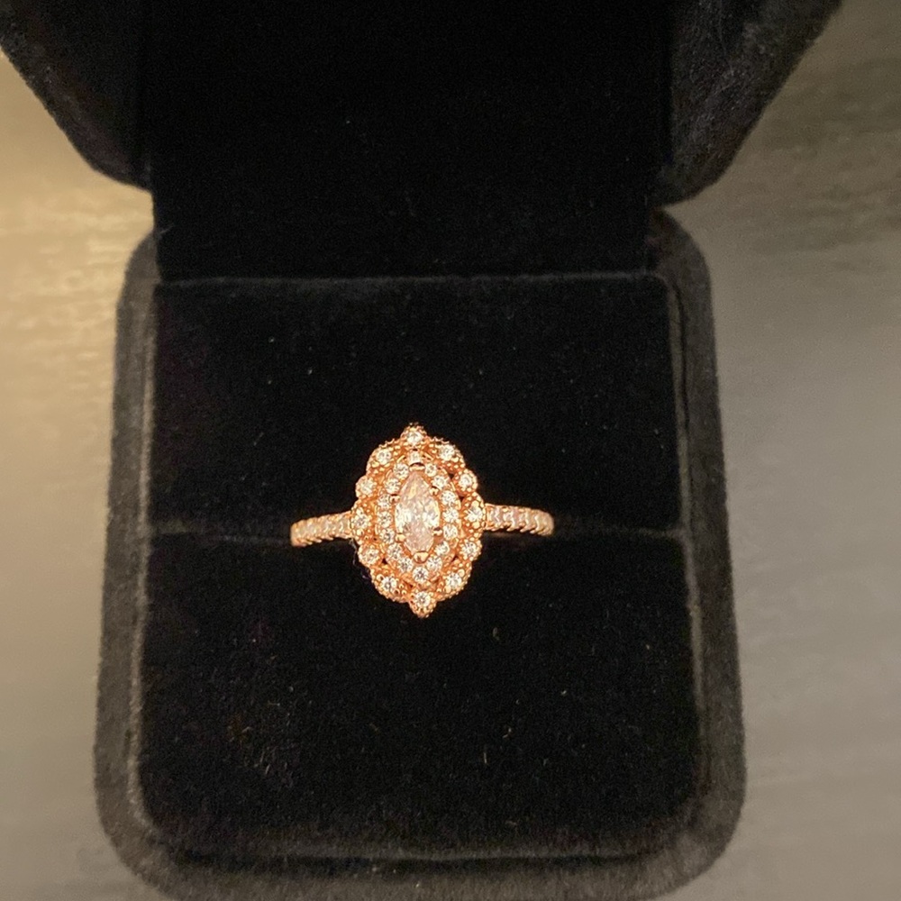 Art Deco Marquise Engagement Ring Cubic Zirconia 925 Sterling Silver size 5.5